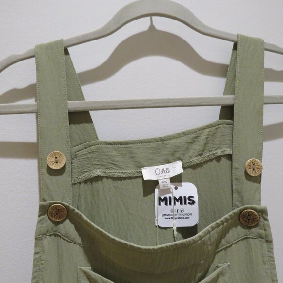 ODDI LOS ANGELES Everlee Apron Pinafore Tiered Maxi Dress in Sage Green 2XL NWT - Picture 7 of 15